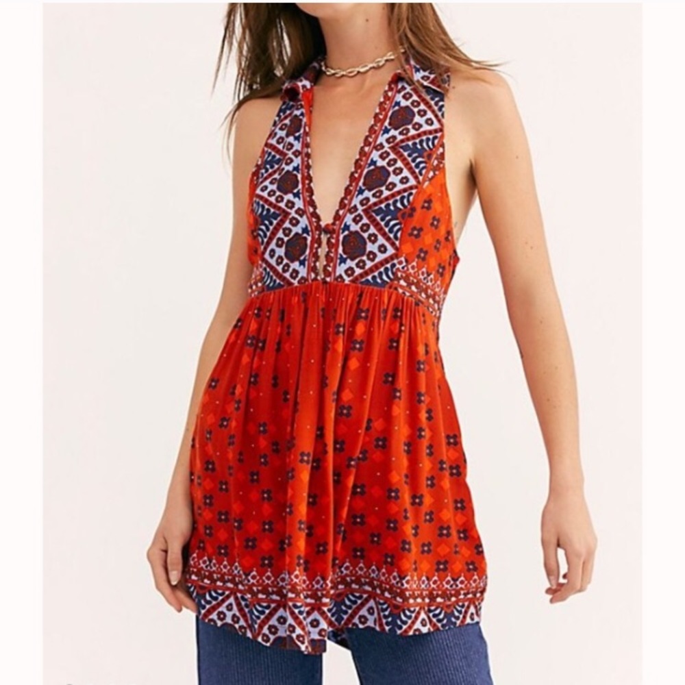 Free People Red Charlotte Tunic